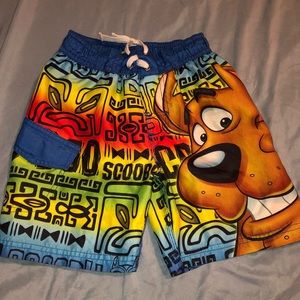 Boys Scooby Doo Tribal Print Swim Trunks, Size 4